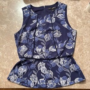 Banana Republic Navy Blue Floral Peplum Top
